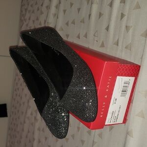 Kelly & Katie Pirassa black pointy glitter Flats